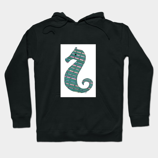 Teal Seahorse Hoodie by ErinBrieArt